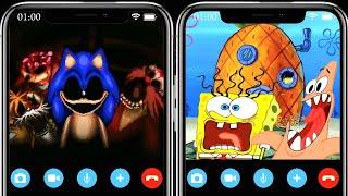 SONIC SCARED SPONGEBOB and PATRICK ON THE PHONE!