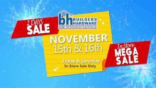 Builders' Hardware November 2019 Mega Sale