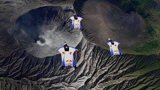 Wingsuit Flight Over an Active Volcano