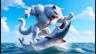 Daddy Fights Shark to Save a Kitten  #cat #cutecat #aicat