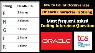 Count Occurrences Of Each Character In A String | C# coding interview questions and answers | Oracle