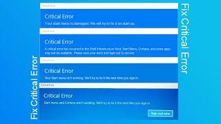 Fix Critical Error: Your start menu isn't working