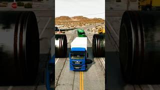 Mix Colourful Trucks & Colour Buses vs Bollards Crash #shorts #beamng #crash#beamngdrive