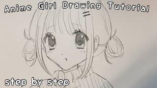 Learn to Draw “kawaii” Anime Girl in 5 Minutes! | step-by-step | EASY beginner friendly!