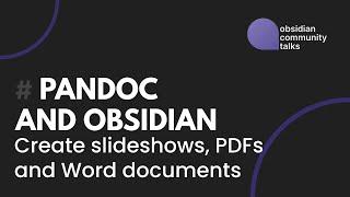 Using Pandoc to write PDFs, Word documents, and slideshows in Markdown - Obsidian Community Talk