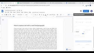 How to replace full stop to new line in Google Docs