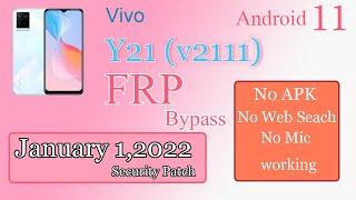 Vivo Y21 V2111 Frp Bypass | Android 11 | January 1,2022 | Latest Method | Gsm Pros Team