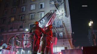 Firefighters Douse Flames at Cecil Hotel in Downtown Los Angeles