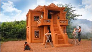 Building A Modern Mud House Construction Tile Roof By Traditional Tools