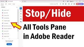 How To Hide the All tools pane in Acrobat Reader | How To Stop All Tools in Adobe Reader |