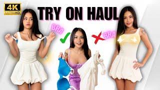 4K NO-Bra trend White Dresses (Try On Haul) on Petite Asian girl Onlyping