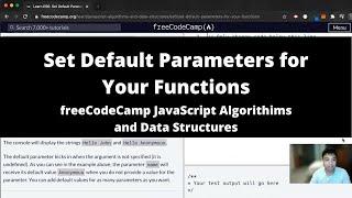 Set Default Parameters for Your Functions (ES6) freeCodeCamp tutorial