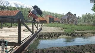 Pooping from the railing into the river