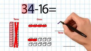 Model regrouping for subtraction. Grade 2