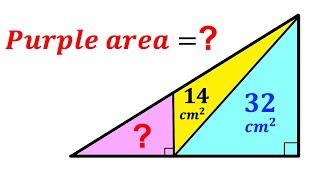 Can you find area of the Purple shaded triangle? | (Right triangles) | #math #maths | #geometry