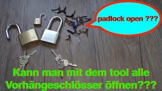 Vorhängeschloss mit tool öffnen/padlock open/Fahrradschloss knacken/Schloss picken/lock picking tool