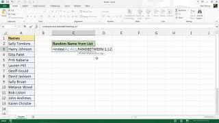 Pick a Name at Random from a List - Excel Formula