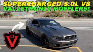 770hp Supercharged Ford Mustang GT 5.0L V8 Exhaust Sound w/ Valvetronic Designs Universal Mufflers!