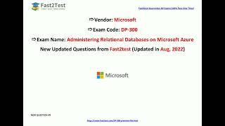 [Aug, 2022] Fast2test DP-300 PDF Dumps and DP-300 Exam Questions (49-64)