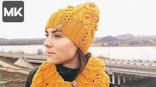 ЯРКАЯ ШАПКА ОБЪЕМНЫМИ ЦВЕТАМИ / Подробный МК по вязанию спицами / Crochet beanie hat