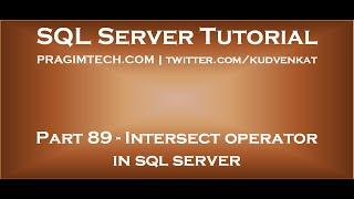 Intersect operator in sql server