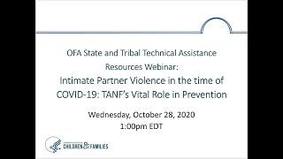 Intimate Partner Violence in the time of COVID-19: TANF’s Vital Role in Prevention