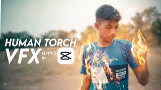 Superhero Human torch fire VFX editing tutorial in Capcut in Hindi | Mobile VFX Editing | capcut |