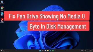 Fix Pen Drive Showing No Media 0 Byte In Disk Management Windows 11/10