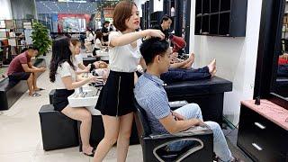 Vietnam Barbershop Massage Face And Wash Hair With Beautiful Girl Ms My In Street Just $7 USD Relax