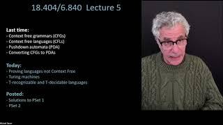 5. CF Pumping Lemma, Turing Machines