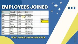 How to COUNT the number of Employees who JOINED for a CERTAIN YEAR in Excel | Hindi
