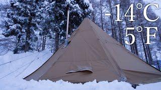 【-14℃/5.5℉】Below Freezing Winter Camping in Hot Tent | Deep Snow | Ep.6