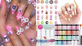 testing SAVILAND dip powder!! & their 3d KAWAII NAIL ART CHARMS