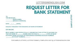 Request Letter For Bank Statement