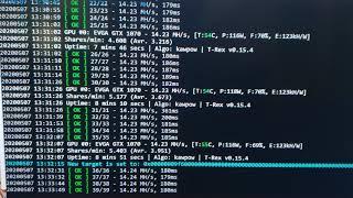 KAWPOW Ravencoin Algo Hashrate T-Rex 15.4 on GTX1070 SC