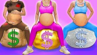 Poor vs Rich vs Giga Rich Pregnant in The Hospital!  Funny Pregnancy Hacks