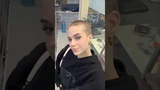 Beautiful Girl Headshave in Barbershop l Headshave Woman l #shorts