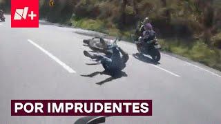 Captan caída de motociclistas en la México - Cuernavaca | N+