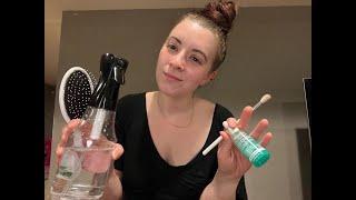 ASMR Nighttime Spa: Hair, Skincare, & Hand Treatment (realistic sounds)