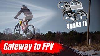Aquila16 beginner FPV Kit REVIEW | I want to chase mountain bikers