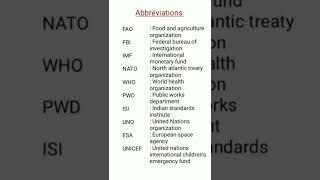 Abbreviations I Short I Important abbreviations