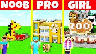 Minecraft Battle: NOOB vs PRO vs GIRL: ZOO BUILD HOUSE CHALLENGE / Minecraft Animation