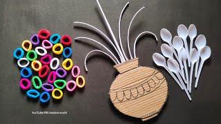 Unique Wall Hanging Craft Using Waste Spoons | Best Out Of Waste Cardboard | Home Decoration Ideas