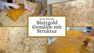 Goldenes Luxus Gemälde  Für Anfänger geeignet, abstrakte DIY Kunst mit Blattgold und Strukturpaste