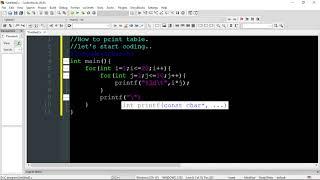 How to print table using C language.