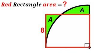 Can you calculate area of the Red Rectangle? | (Quarter Circle) | #math #maths | #geometry