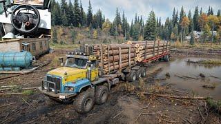 Paystar 5600 TS Truck Delvery Log container in Deep Mud Challange | SnowRunner | Logitech G29 | #574