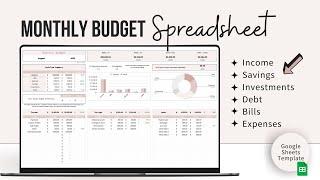 How to Track your Money - Monthly Budget Spreadsheet - Google Sheets Template, Monthly Money Tracker