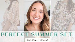 Let's make a cute and comfy SUMMER SET (or 2!) | easy & beginner friendly top + tiered skirt