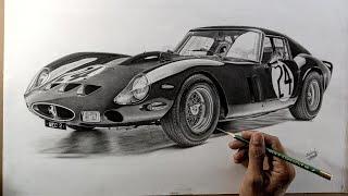 Pencil Drawing - A Ferrari Realistic car Drawing by akbar.
